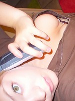 green eyed girl makes mirror pics